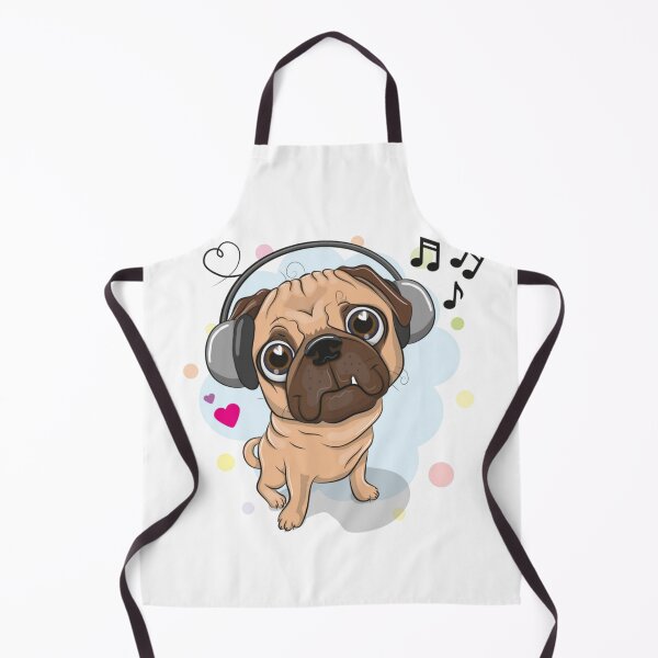 Item preview, Cute Sad Eyed Pug Dog with Headphones Listening to Music designed and sold by WearWolfDesigns.