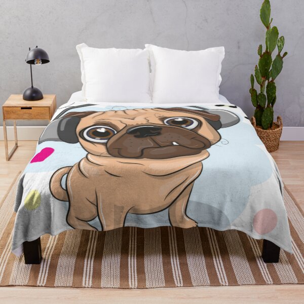 Item preview, Cute Sad Eyed Pug Dog with Headphones Listening to Music designed and sold by WearWolfDesigns.