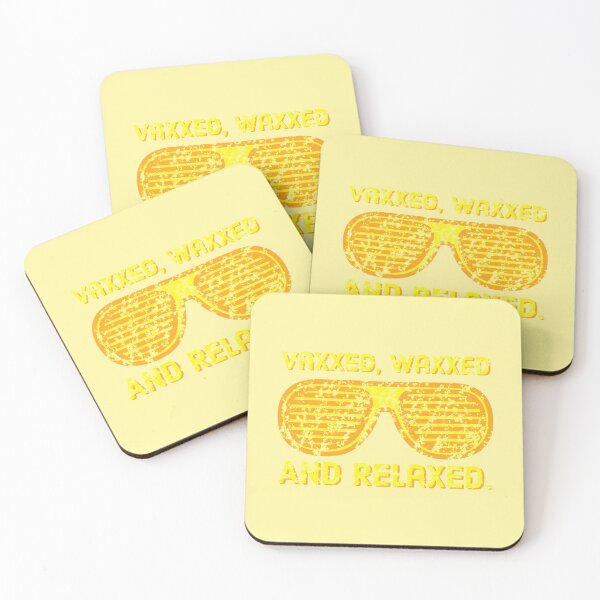 Item preview, Vaxxed, Waxxed and Relaxed - Summer Beach Vaccination Design With Yellow and Orange Sunglasses designed and sold by SteamParliament.