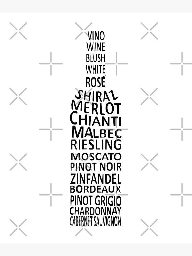 "Wine Varieties In A Bottle (Wine Bottle Word Art)" Poster for Sale by