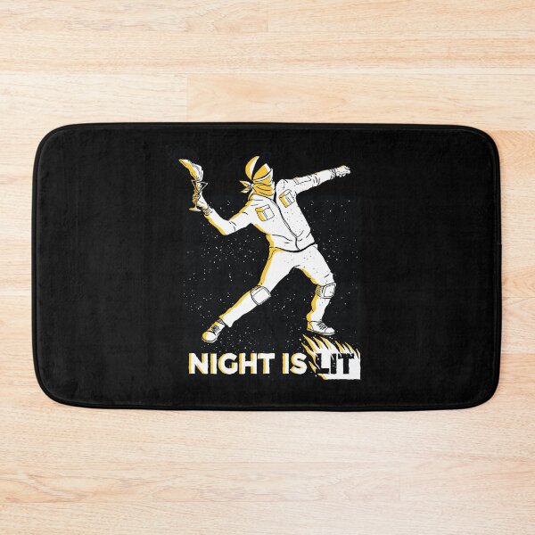 Item preview, PROTESTER WITH DRINK IN HAND AND PHRASE "NIGHT IS LIT" designed and sold by MySecretMerch.