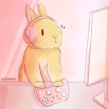  Cute Bunny Gamer: Bunny Playing with Game Controller