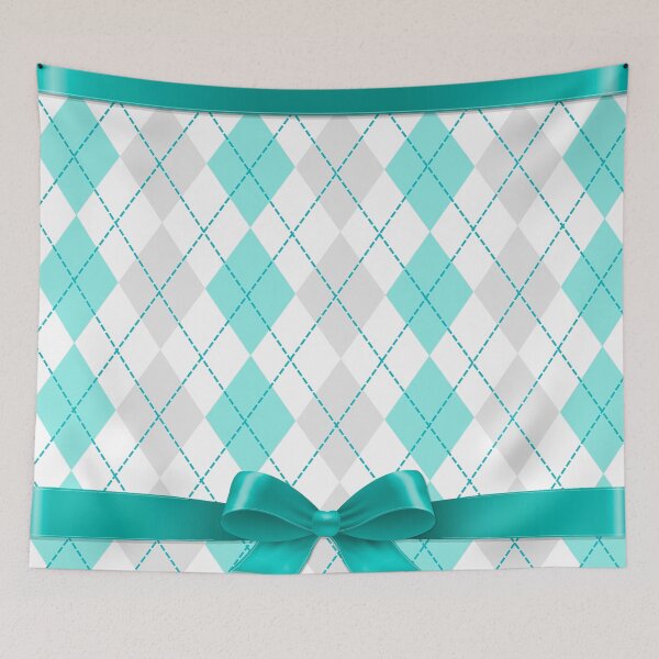 Item preview, Teal and Beige Argyle with Ribbon designed and sold by FunWithChemo.