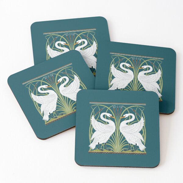 Item preview, William Morris Two Swans Teal designed and sold by FunWithChemo.