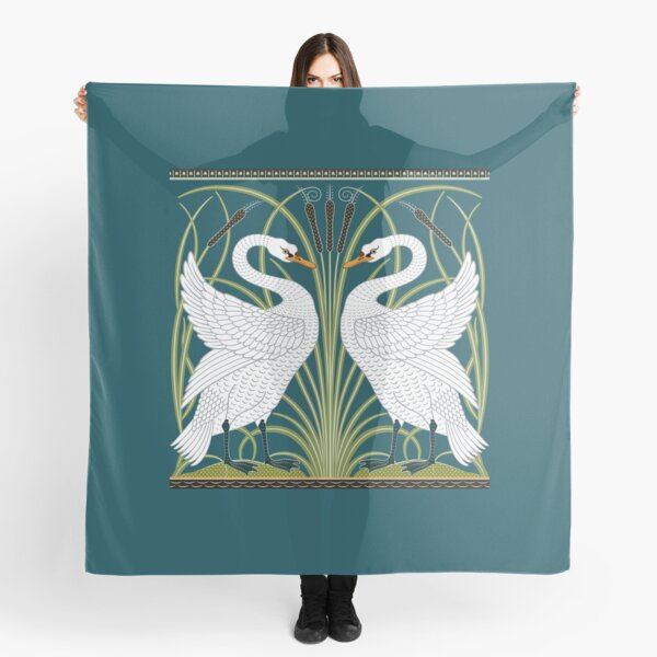 Item preview, William Morris Two Swans Teal designed and sold by FunWithChemo.