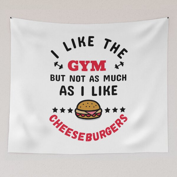 Item preview, I Like The Gym, But Not As Much As I Like Cheeseburgers Black - Funny Gym designed and sold by GymWearDepot.