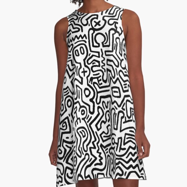 Dancing Black White A-Line Dress