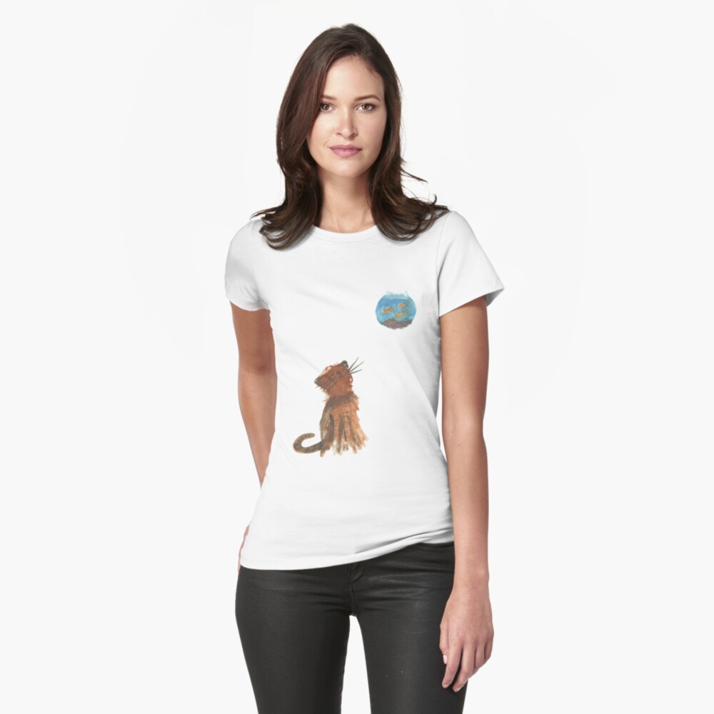 Kitty Sees Three Fishes Fitted T-Shirt