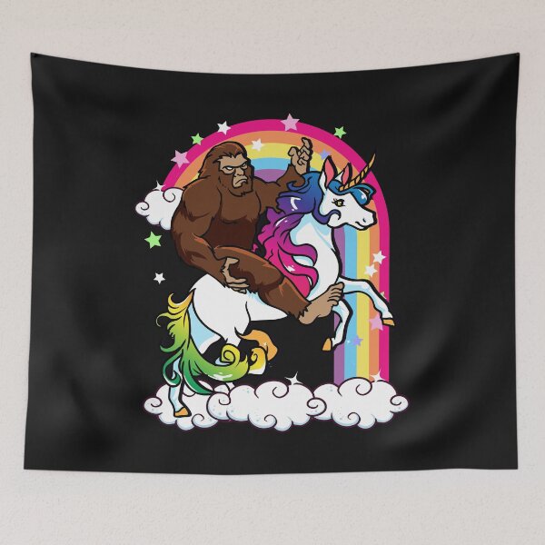 Item preview, Bigfoot Riding Unicorn Space Rainbow Gift designed and sold by woormle.