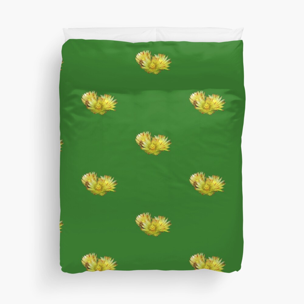 Golden Barrel Cactus Flower Duvet Cover