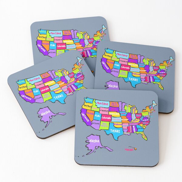 Item preview,  US Map with states names, bright color United States  map, USA  designed and sold by mashmosh.