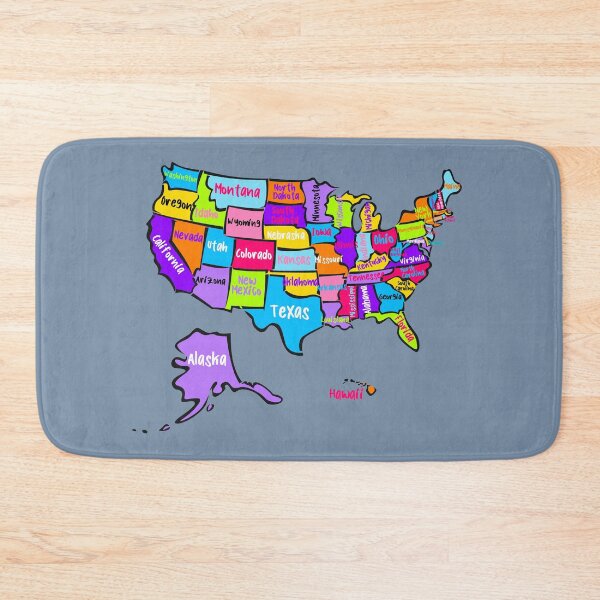 Item preview,  US Map with states names, bright color United States  map, USA  designed and sold by mashmosh.