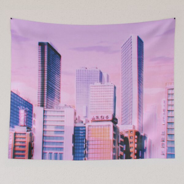 Item preview, Aesthetic lofi anime city skyline designed and sold by WanderAesthetic.