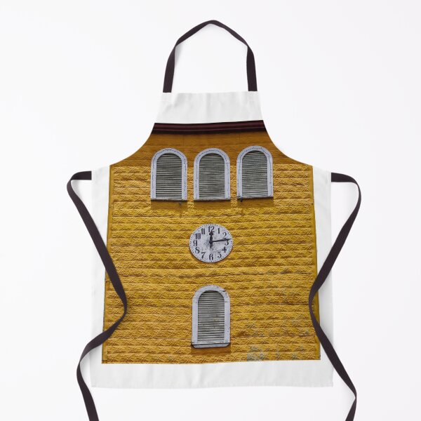 Item preview, Beautiful view of a yellow vintage old tower with a watch designed and sold by Gianvivi.