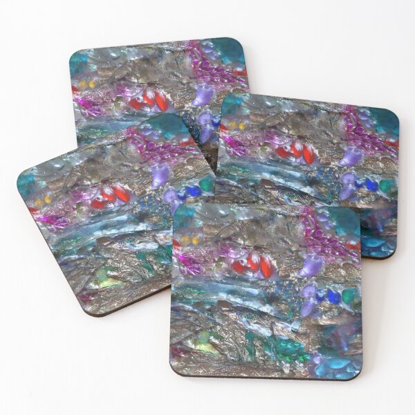 Item preview, abstract print, blue, gold, green, red, pink designed and sold by Maria Mihailova.