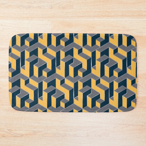 Item preview, Cubic Pattern Navy Blue n Yellow  designed and sold by Bluematerials.