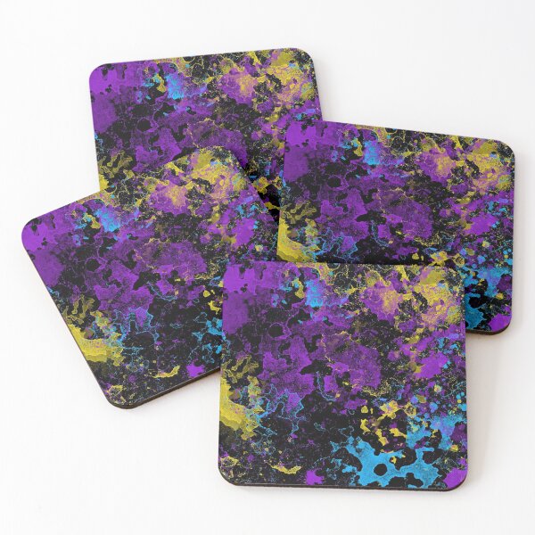 Item preview, Paint Splash Purple Blue Yellow with Black Background designed and sold by Ludovic Geusa.