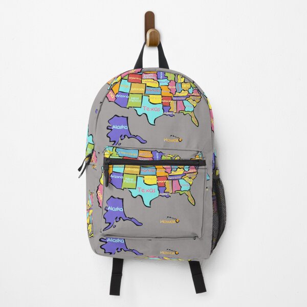 Item preview, United States map with states names, colorful US map, USA designed and sold by mashmosh.