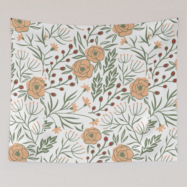 Item preview, Delicate Flowy Floral Sage Green  designed and sold by kindtoearth.
