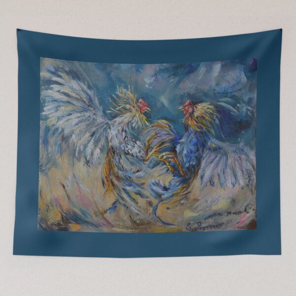 Item preview, A bright strong duel of fighting roosters. designed and sold by Elena Reutova.