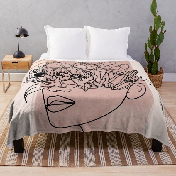Item preview, Woman face with flowers. Line art female hands with butterflies. Abstract face with butterfly by one line drawing. Portrait minimalistic style. designed and sold by OneLinePrint.
