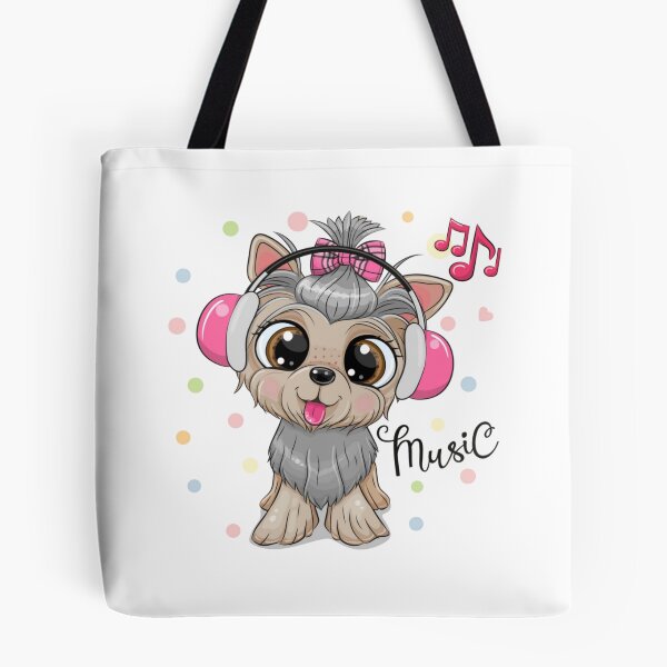 Item preview, Cute Bright Eyed Yorkshire Terrier Dog with Headphones Listening to Music designed and sold by WearWolfDesigns.