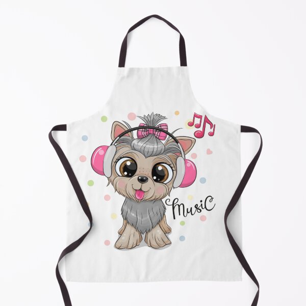 Item preview, Cute Bright Eyed Yorkshire Terrier Dog with Headphones Listening to Music designed and sold by WearWolfDesigns.