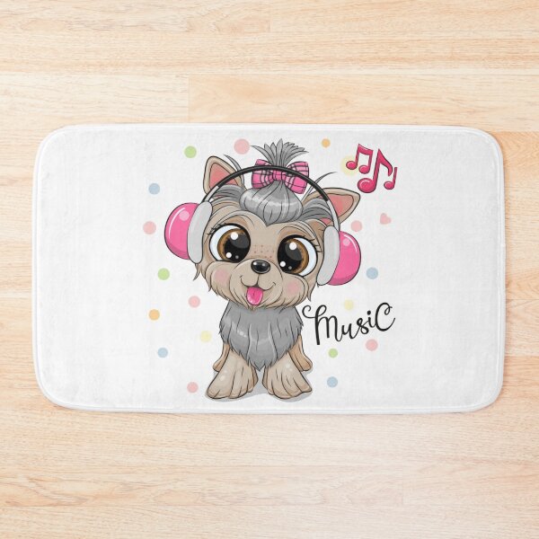 Item preview, Cute Bright Eyed Yorkshire Terrier Dog with Headphones Listening to Music designed and sold by WearWolfDesigns.