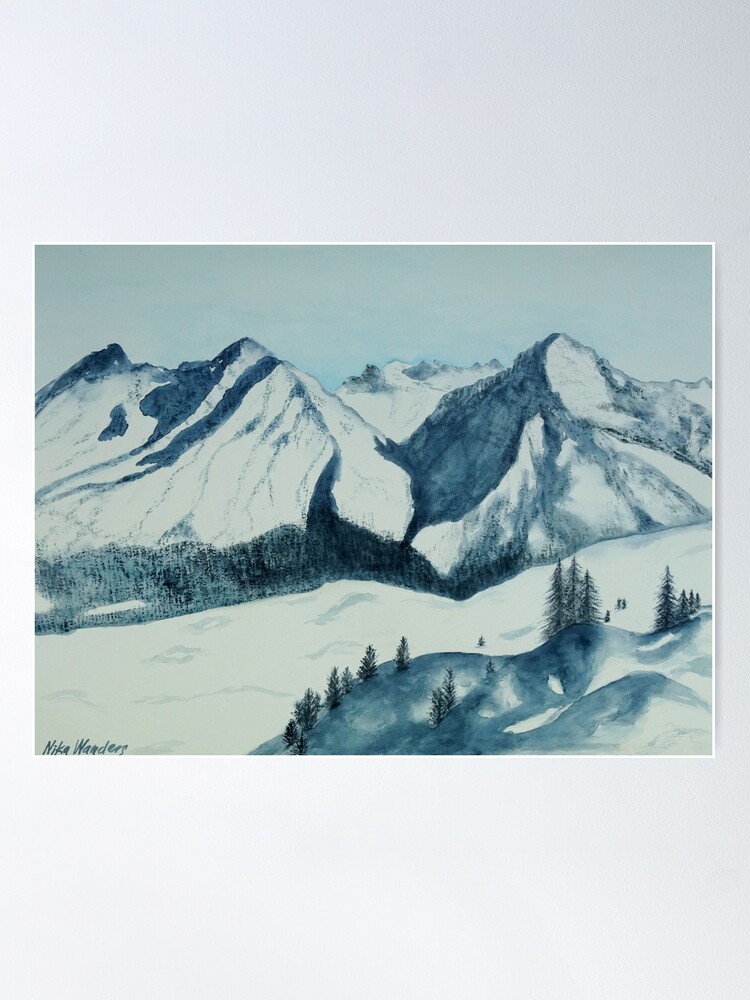 Alternative Ansicht von Swiss Alps, Arosa - Original Aquarell Poster