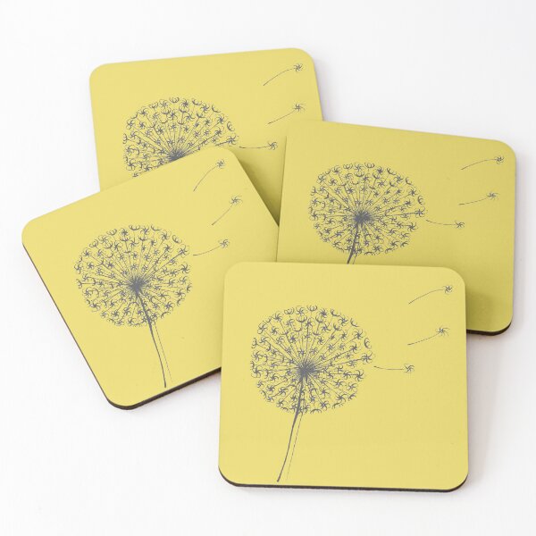 Item preview, Dandelion Clock Linocut in Yellow and Grey designed and sold by Maddy Bennett.