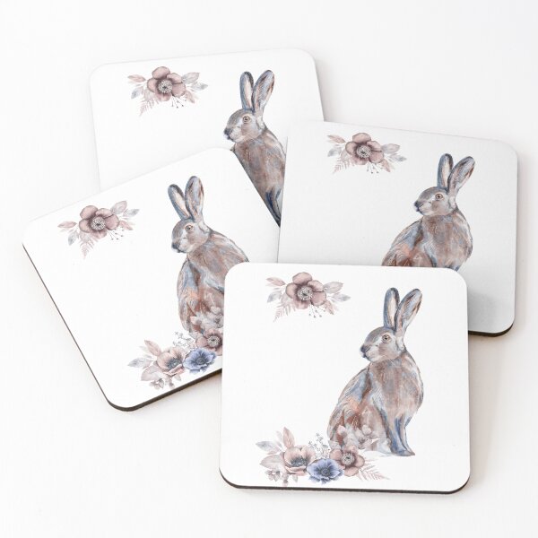 Item preview, Watercolor Rabbit And Flowers designed and sold by stickers-custom.