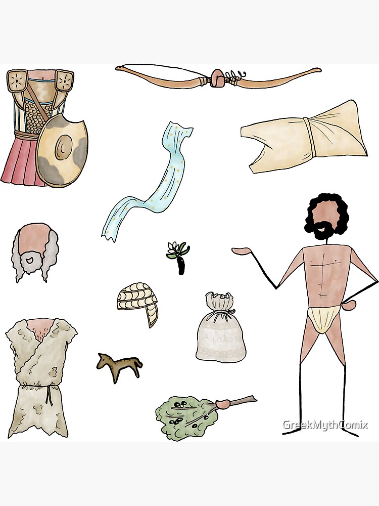 ODYSSEUS paper doll fridge magnet - fabulous technicolour! by GreekMythComix