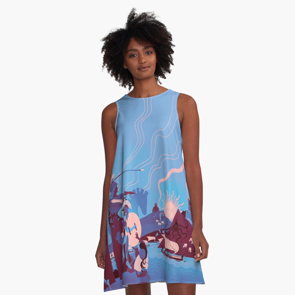 Homeric Landscape - Winter A-Line Dress