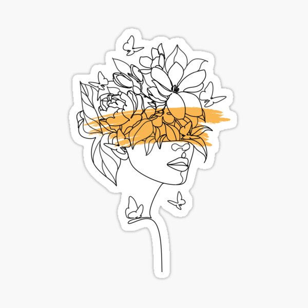 Item preview, Plant Head Woman Art Print | Flower in woman head | Flower Woman Wall Art | Woman With Flower Head Print | Line Drawing Woman Art Print designed and sold by OneLinePrint.