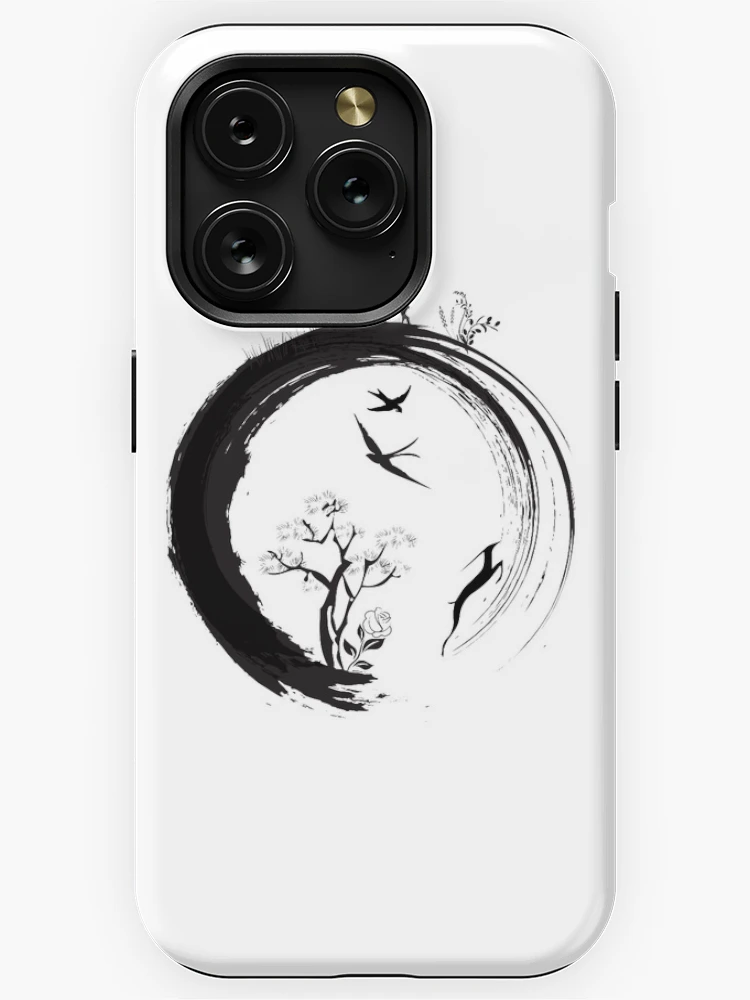 【EXAMPLE】 ROUND LOGO iPhone CASE /BLACK Teku Japanese Logo (Bordered)