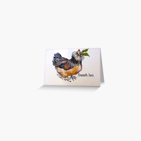 French hen. ('Three French Hens...') The Twelve days of Christmas. Greeting Card