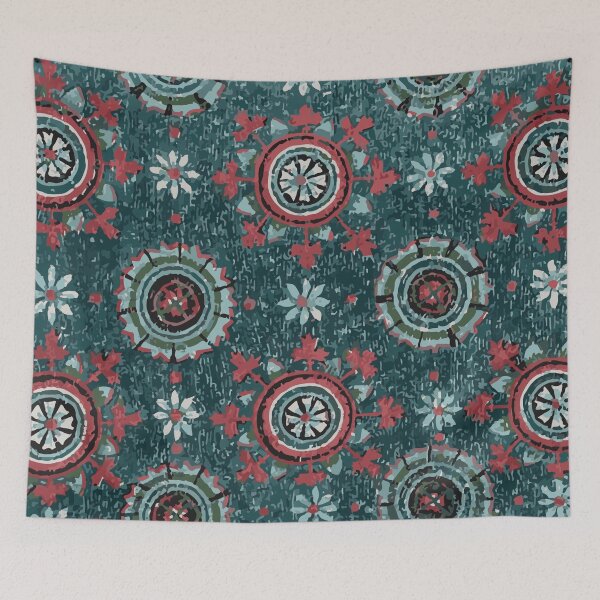 Item preview, Antique Oriental Red Green Flowers designed and sold by StudioMoesker.