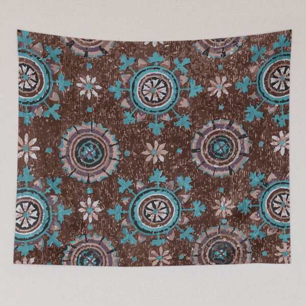 Item preview, Antique Oriental Turquoise Flowers designed and sold by StudioMoesker.