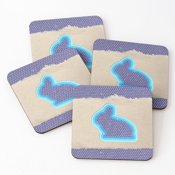 Item preview,  Vintage blue bunny papercut with sashiko pattern designed and sold by FunnyChameleon.