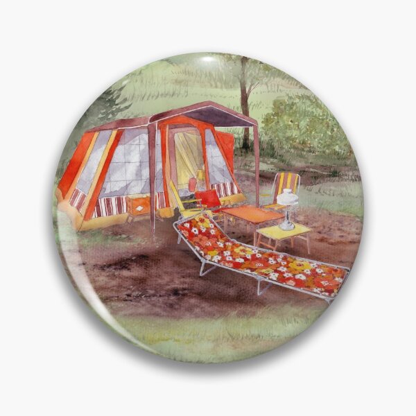 Artikelvorschau, Camping Memories - a huge campsite in the canadian wilderness - watercolor painted glamping  entworfen und verkauft von Rebecca Reck Art.
