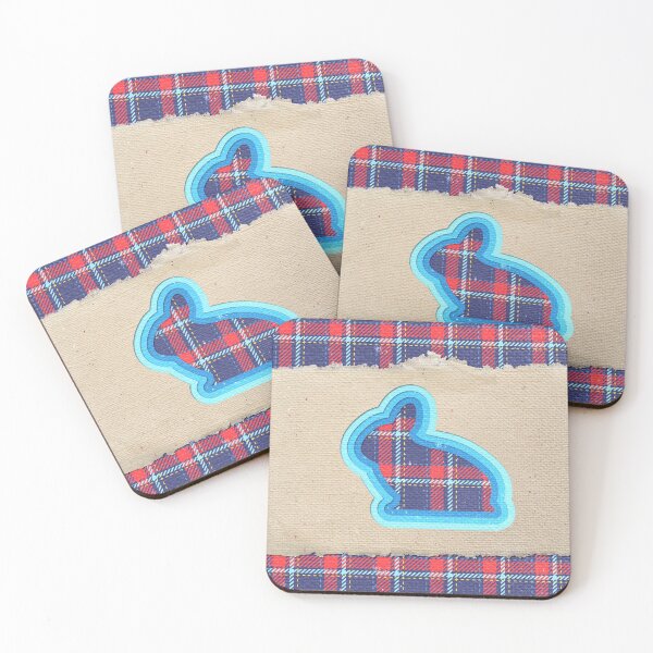 Item preview, Bunny outline papercut in plaid background designed and sold by FunnyChameleon.