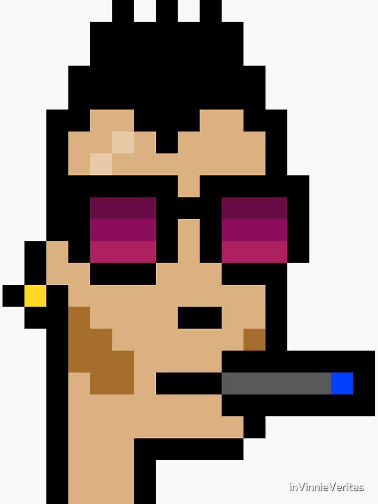 Cryptopunk #925 (Male with Peak Spike Hair & Mutton Chops Beard, Vaping on  E-Cigarette)" Sticker for Sale by VINC3NT101 | Redbubble