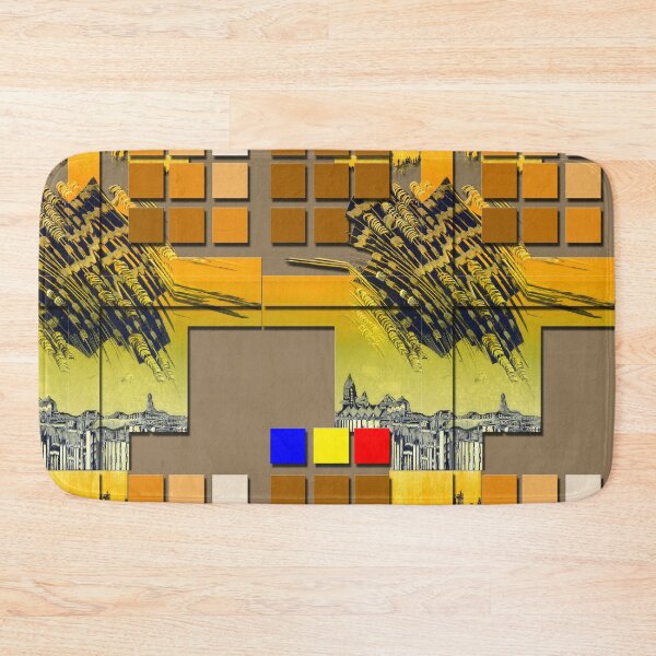 Item preview, District, (646th building blocks, blue, yellow, red,) monogravure, graphic, art, decorative, colorful, designed and sold by Paszkan.