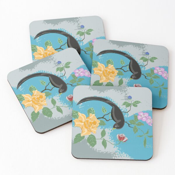 Item preview, flowy floral with black bird inside stickers and Tote Bag  designed and sold by fowzi shokri.