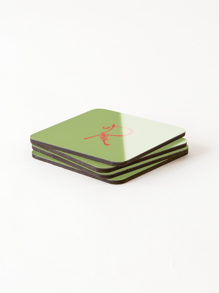 Thumbnail 4 of 5, Coasters (Set of 4), Floral Initial monogram R designed and sold by Creative-draw.
