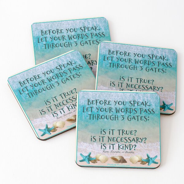 Item preview, 3 Gates of Speech : Inspirational Quote - Rumi, Socrates or Buddha - Seaside theme ~ Vicki Hadfield designed and sold by Printable Pressies.