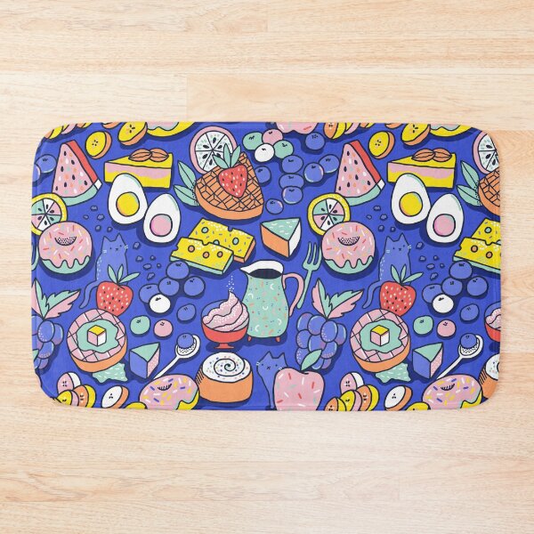 Item preview, Breakfast party. Pancakes, waffles, coffee, fruits, cheese, donuts and cute blueberry kitty cats. designed and sold by kostolom3000.