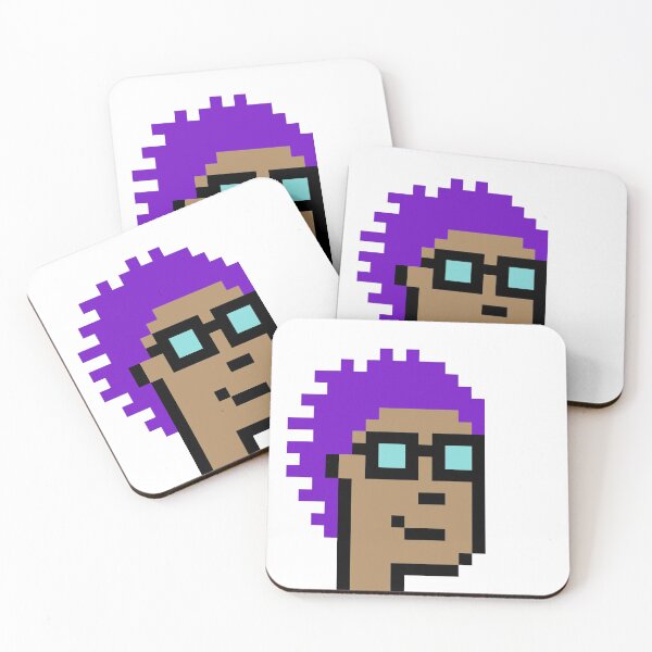 Item preview, CryptoPunk #842 (Smiling Male with Purple Hair & Nerdy Glasses) designed and sold by inVinnieVeritas.