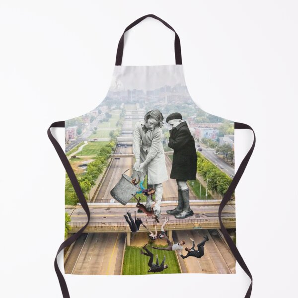 Item preview, Boy and Girl tip a Bucket of People onto a Road in a Misty City designed and sold by KALEIDOSCOPE UK.