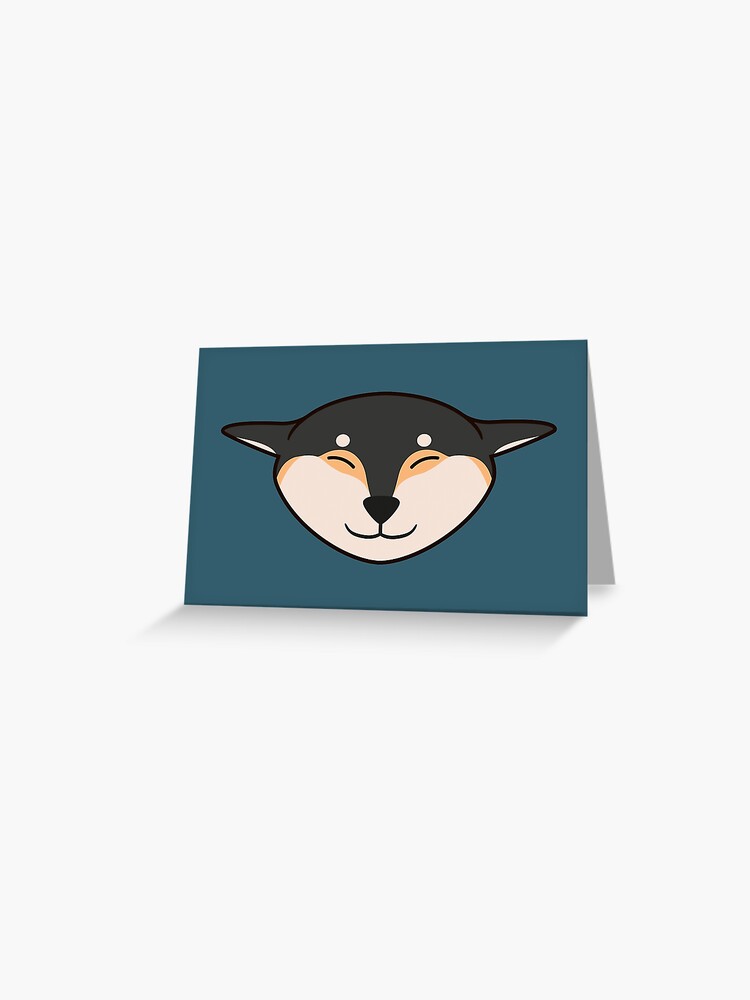 Airplane Ears Black and Tan Shiba Inu Kawaii Greeting Card